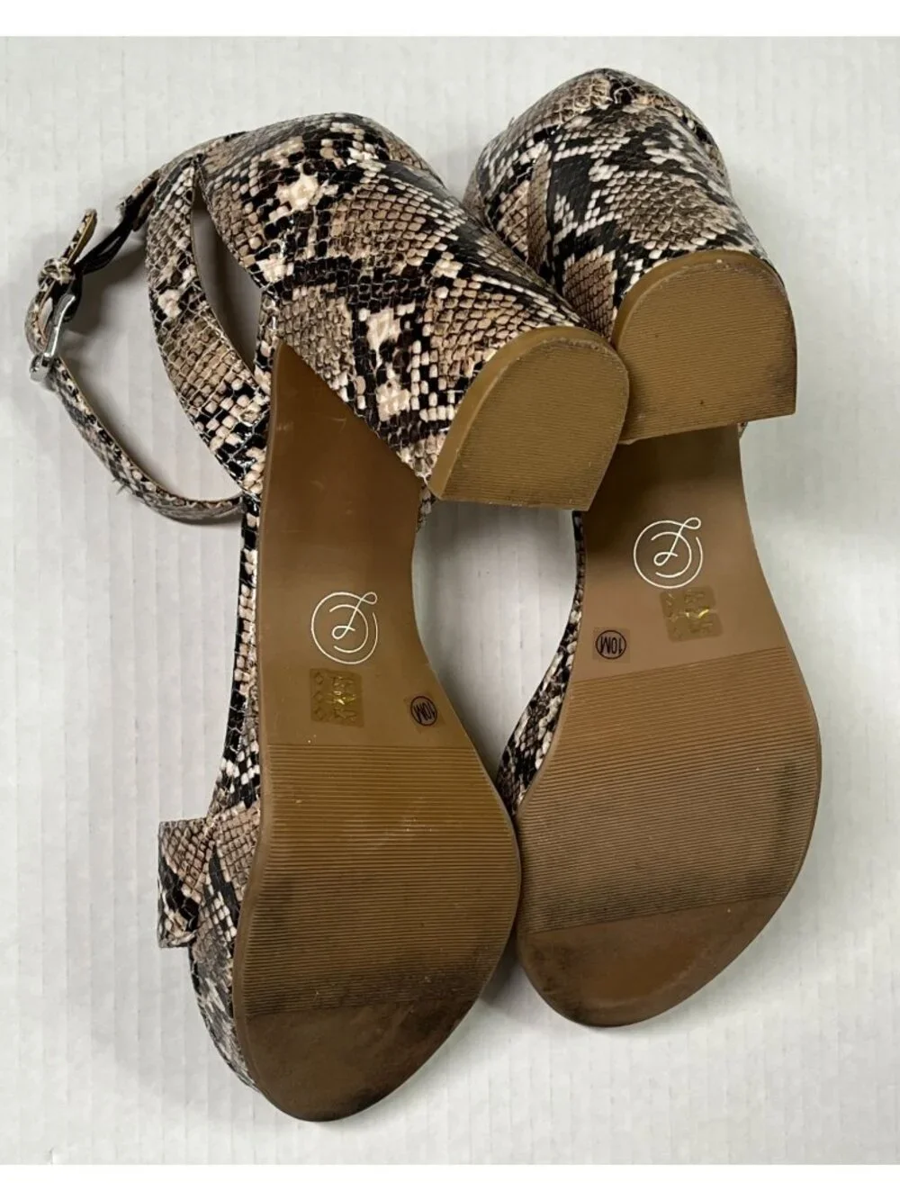 Chinese Laundry Women's Size 10 Snakeskin Print Ankle Strap High Heel Sandals
